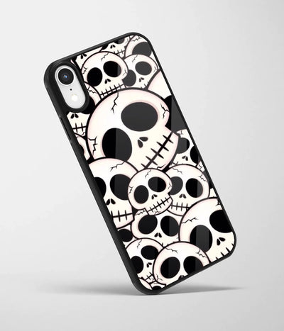 An angled view of a glass phone case featuring a vibrant design.