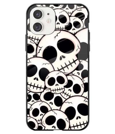 A front-on view of a glass phone case with a colorful design.