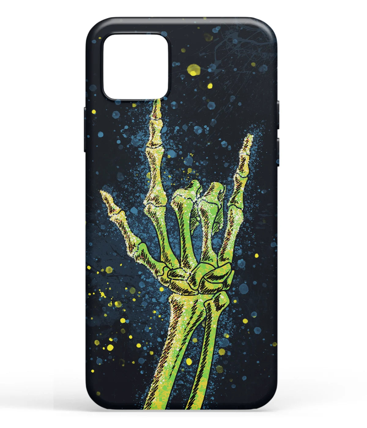 A front-on view of soft silicone phone case with a colorful design.