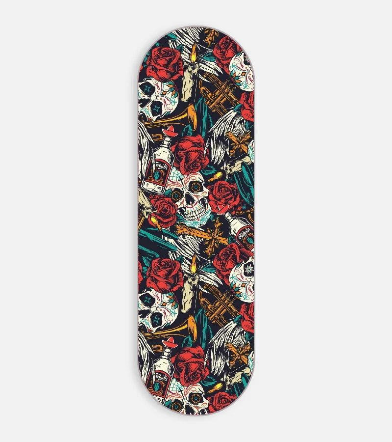 Skull And Rose Pattern Phone Grip Slider