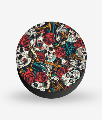 Mobile phone grip with a colorful design on a white background