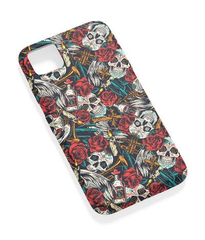 An angled view of a soft silicone case featuring a vibrant design.
