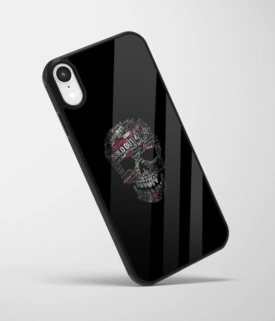 An angled view of a glass phone case featuring a vibrant design.