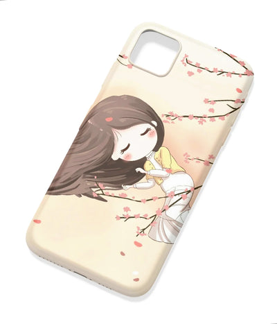 An angled view of a soft silicone case featuring a colorful design.