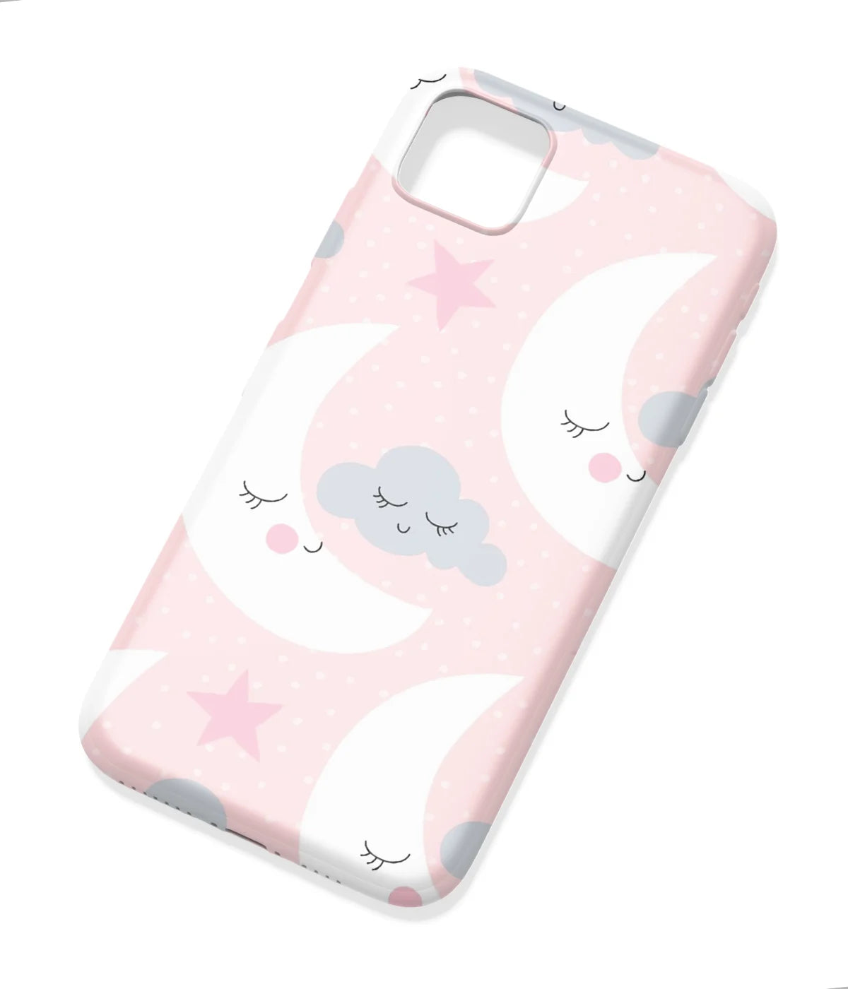 An angled view of a soft silicone case featuring a colorful design.