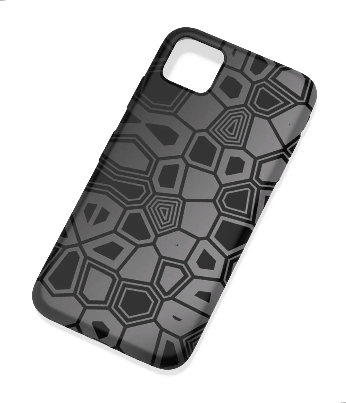 An angled view of a soft silicone case featuring a colorful design.