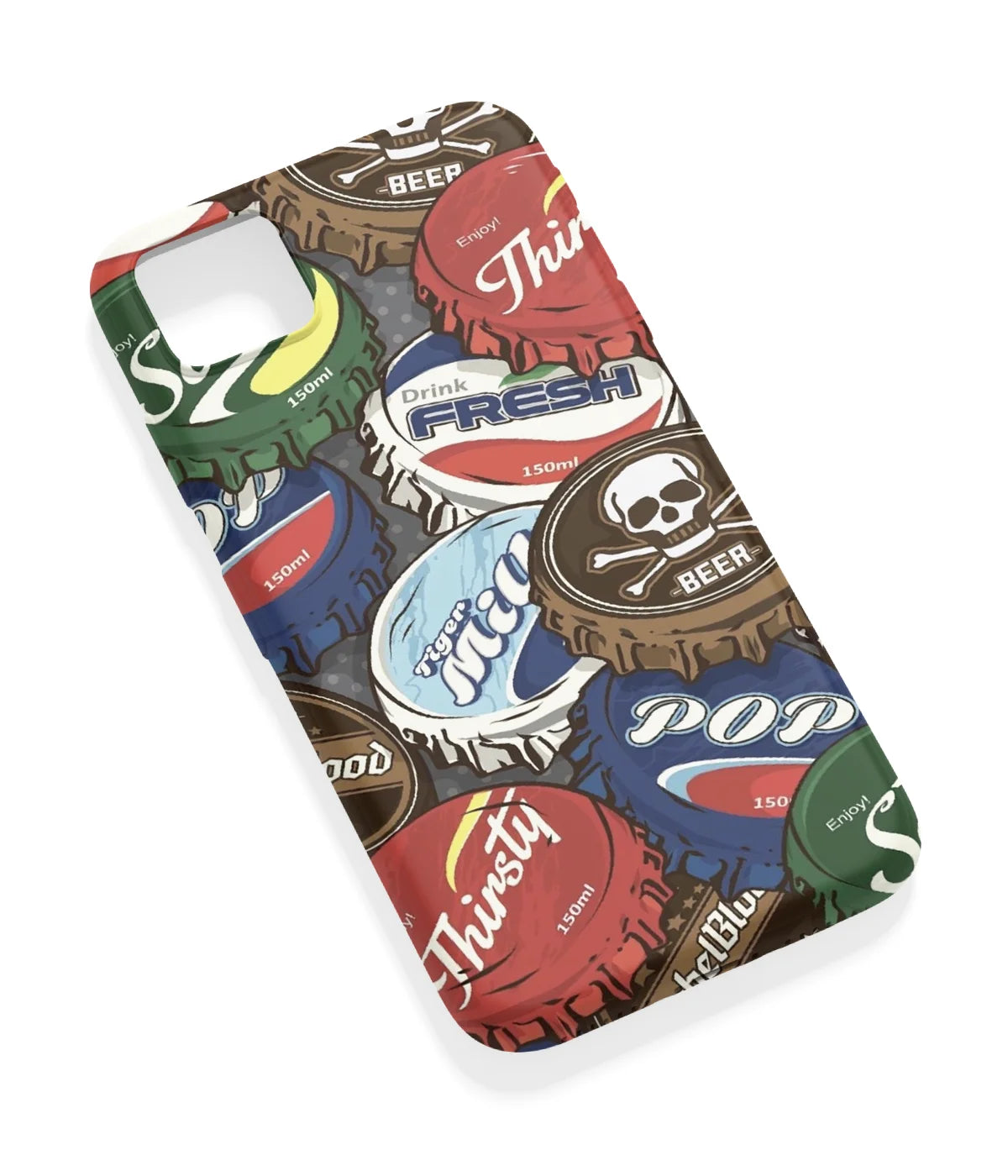 An angled view of a soft silicone case featuring a vibrant design.
