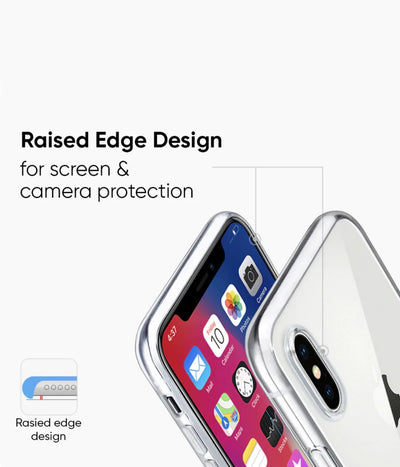 A close-up view of the soft silicone phone case's raised bezels and precise cutouts, providing enhanced protection for the camera and screen.