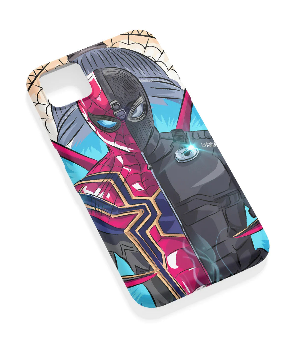 An angled view of a soft silicone case featuring a vibrant design.