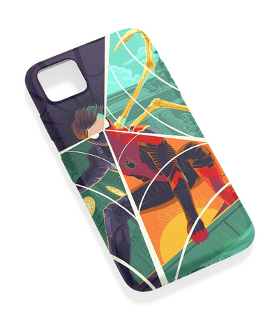 An angled view of a soft silicone case featuring a vibrant design.