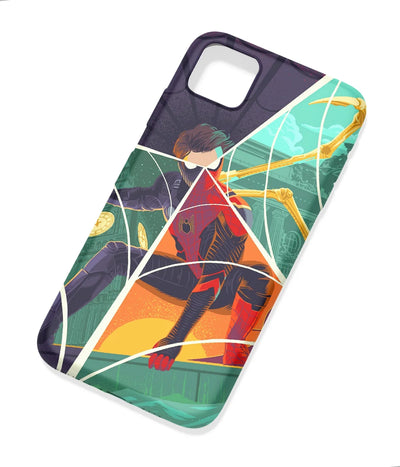 An angled view of a soft silicone case featuring a colorful design.