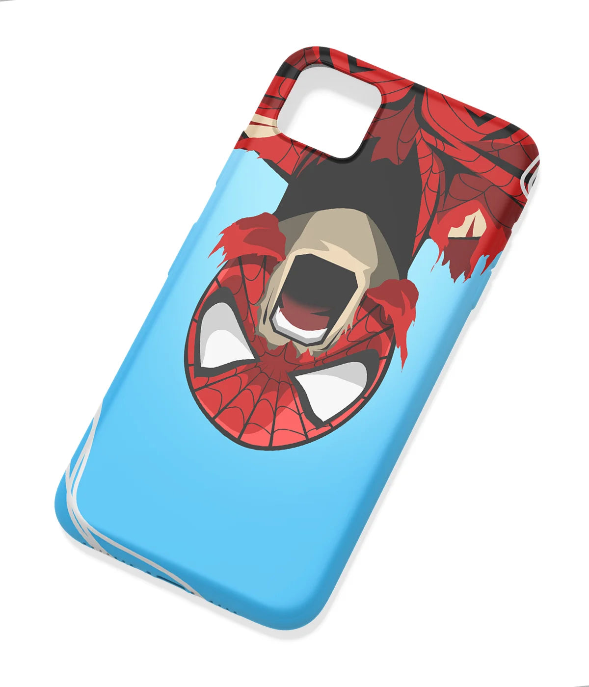 An angled view of a soft silicone case featuring a colorful design.