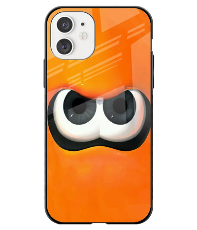 A front-on view of a glass phone case with a colorful design.
