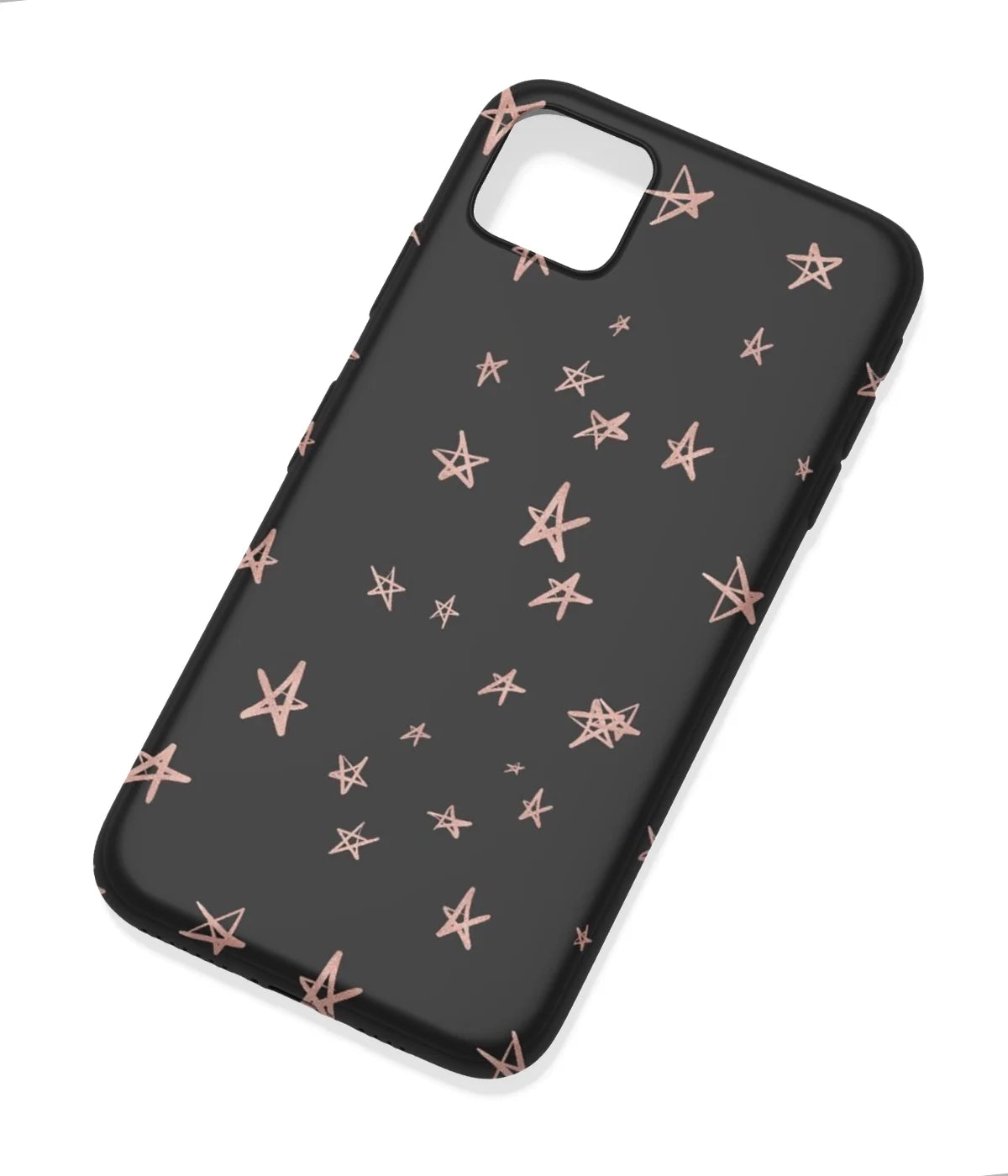 An angled view of a soft silicone case featuring a colorful design.