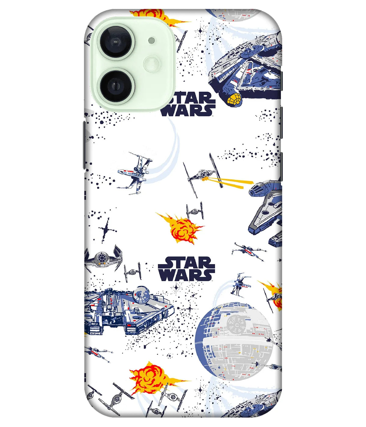 A product shot of a slim hard case with a colorful design.