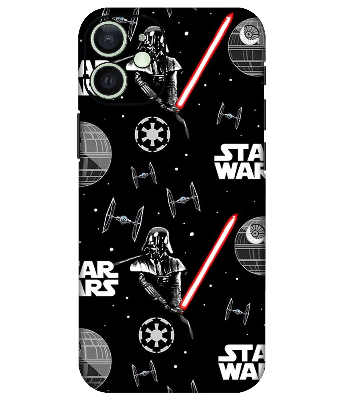 Image of a phone case featuring a mobile skin with a graphic design.