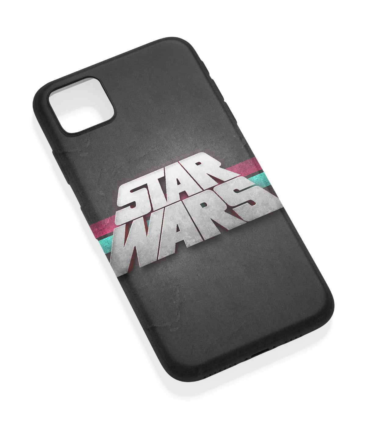 An angled view of a soft silicone case featuring a vibrant design.