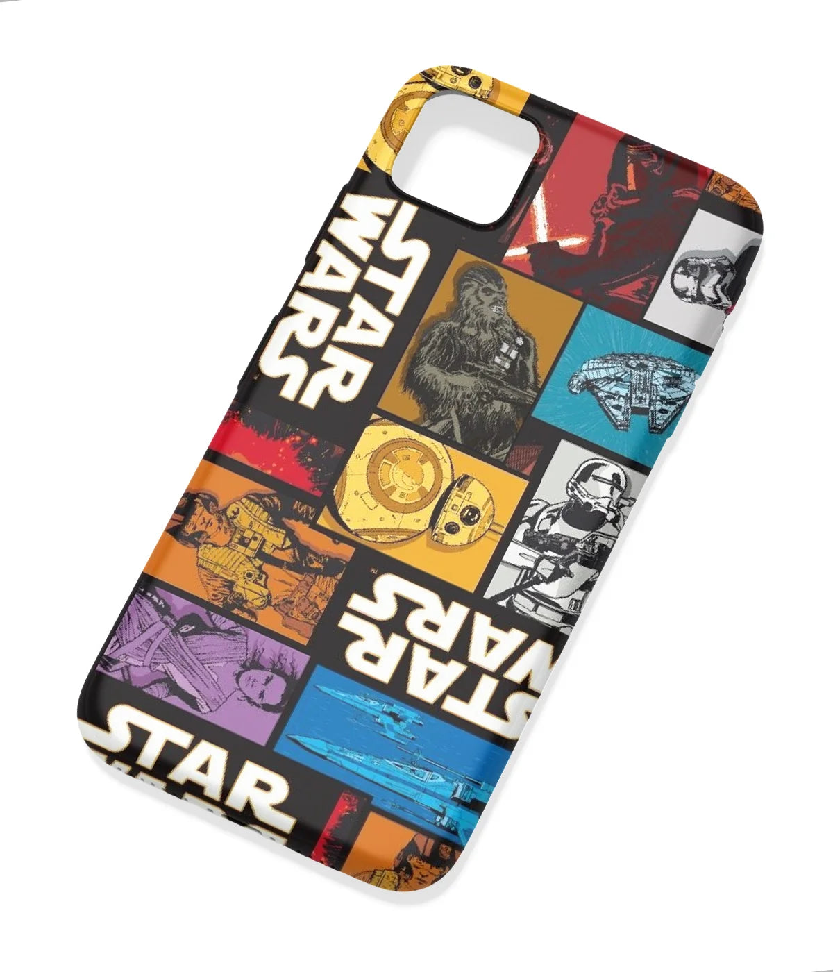 An angled view of a soft silicone case featuring a colorful design.
