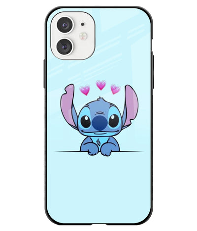 A front-on view of a glass phone case with a colorful design.