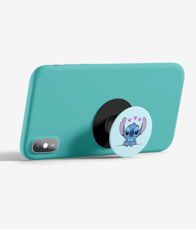 An image demonstrating how to use the phone grip as a stand to hold a mobile phone in landscape mode for hands-free viewing