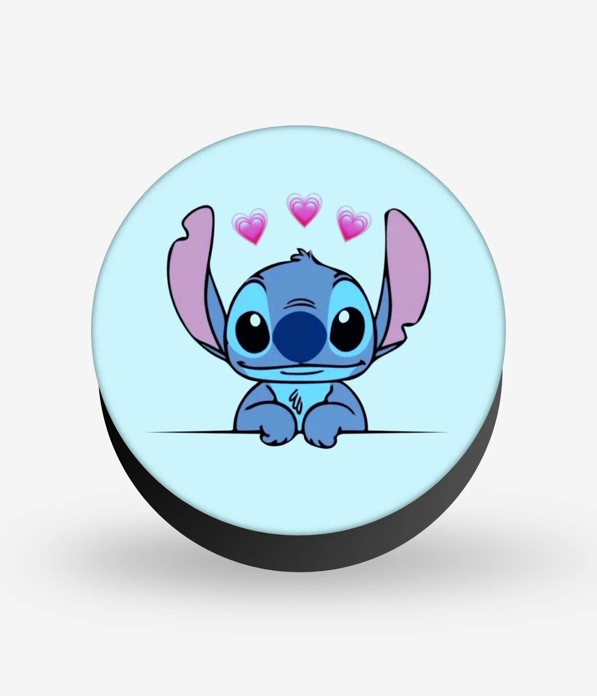 Mobile phone grip with a colorful design on a white background