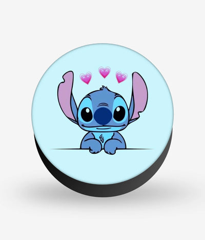 Mobile phone grip with a colorful design on a white background