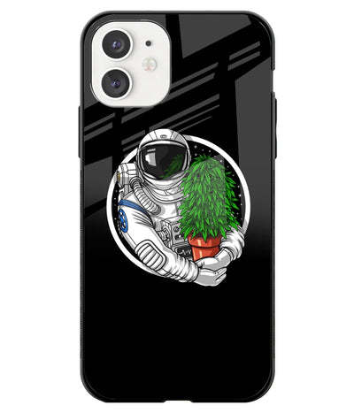 A front-on view of a glass phone case with a colorful design.