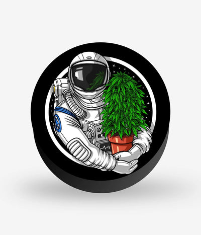 Mobile phone grip with a colorful design on a white background