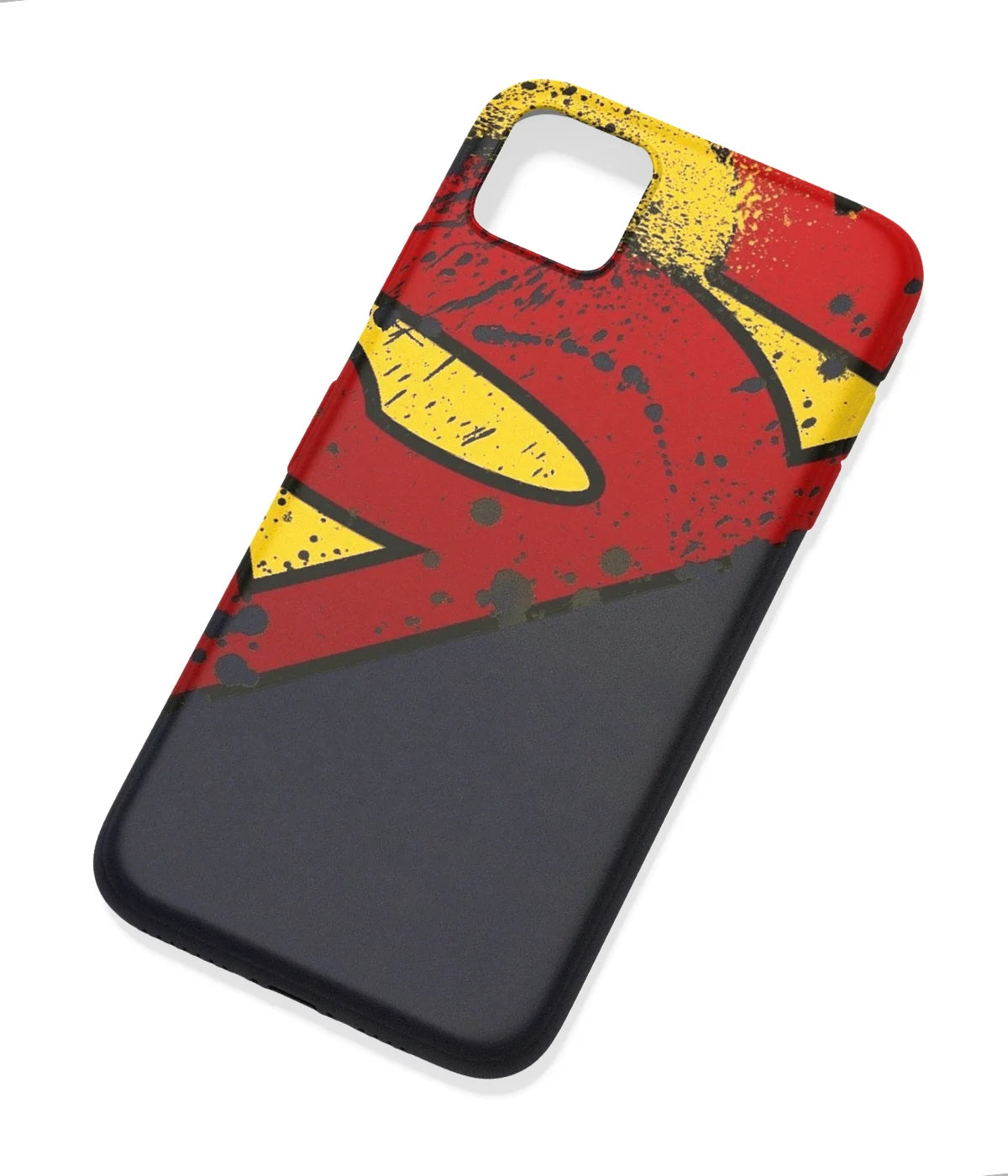 An angled view of a soft silicone case featuring a colorful design.