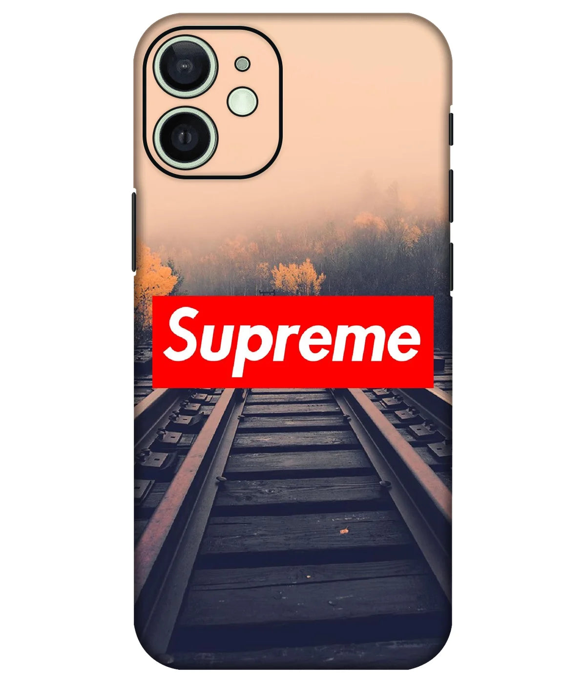 Image of a phone case featuring a mobile skin with a graphic design.