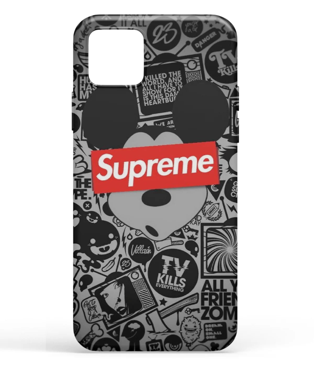 A front-on view of soft silicone phone case with a colorful design.