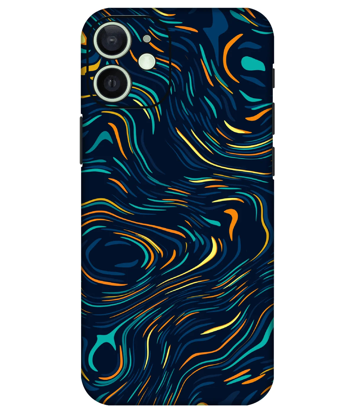 Image of a phone case featuring a mobile skin with a graphic design.