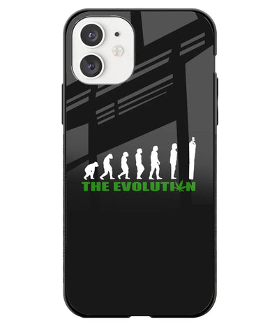 A front-on view of a glass phone case with a colorful design.