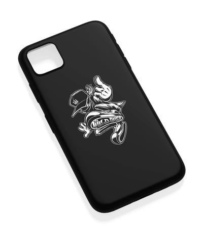 An angled view of a soft silicone case featuring a vibrant design.