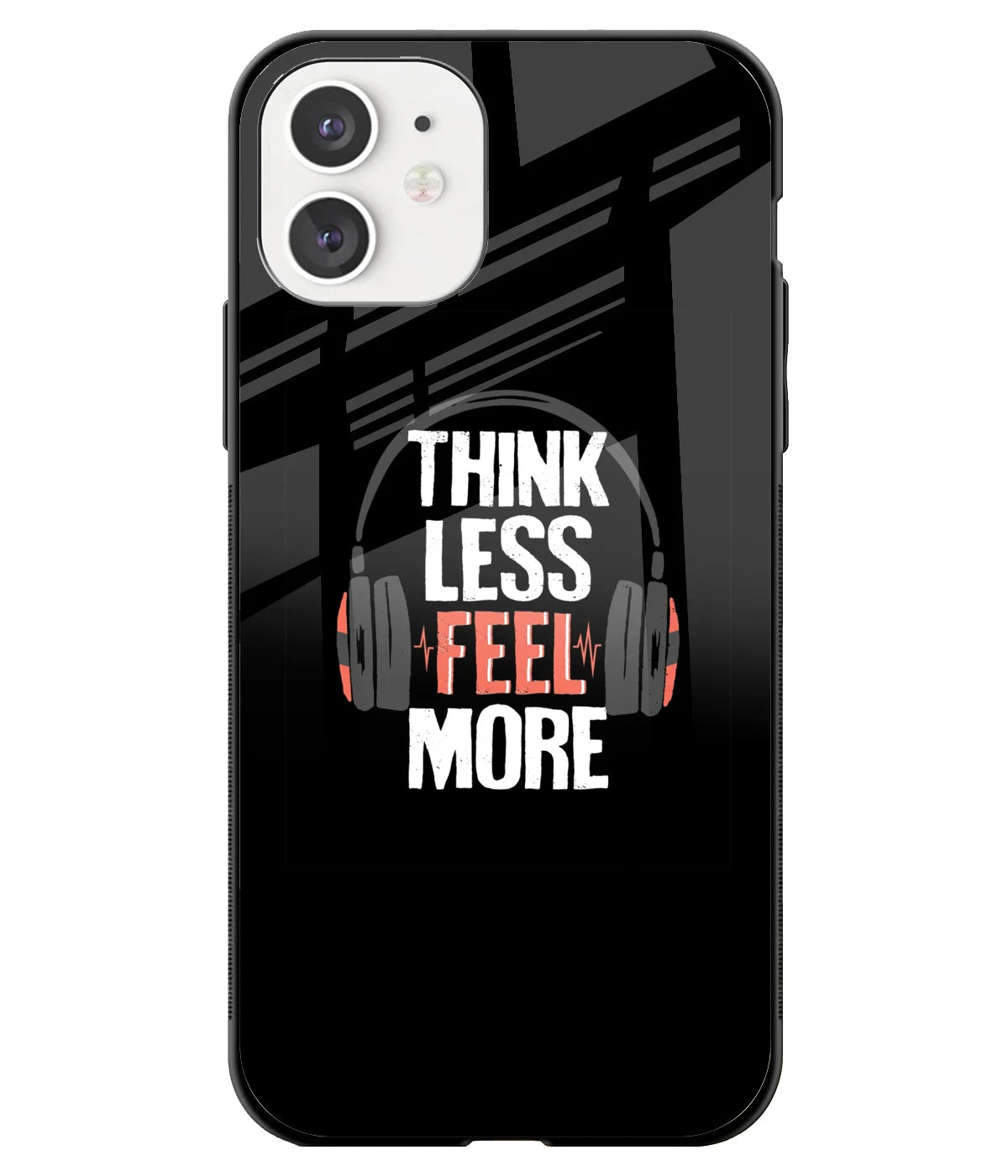 A front-on view of a glass phone case with a colorful design.