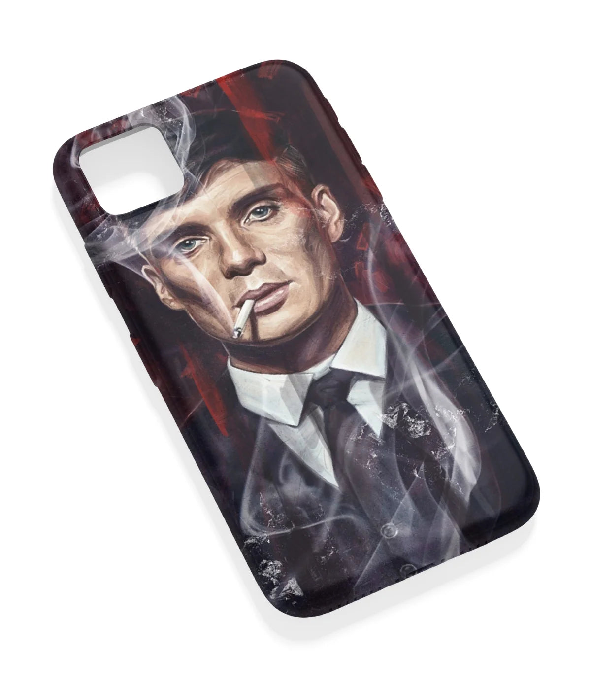 An angled view of a soft silicone case featuring a vibrant design.