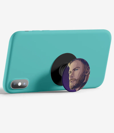 An image demonstrating how to use the phone grip as a stand to hold a mobile phone in landscape mode for hands-free viewing