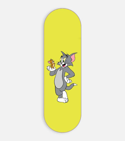 Mobile phone grip slider with a colorful design on a white background