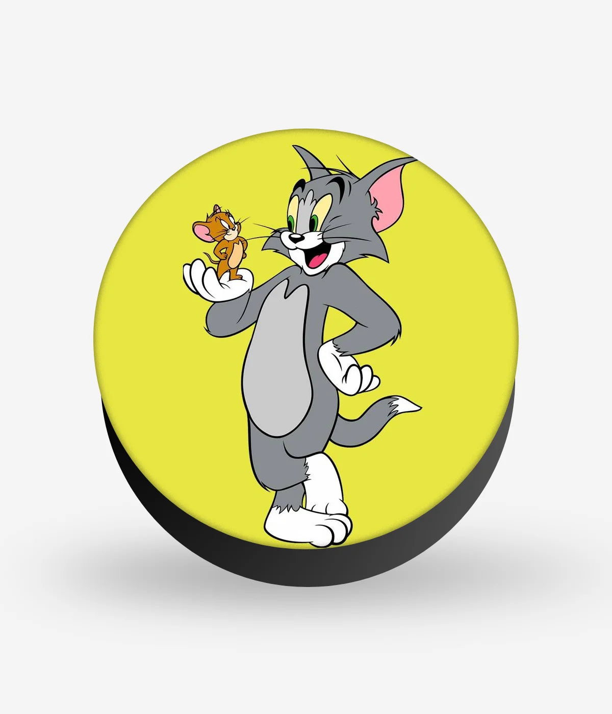 Mobile phone grip with a colorful design on a white background