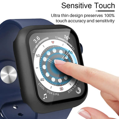 Smartwatch with a black case on a white background, showing touch accuracy.