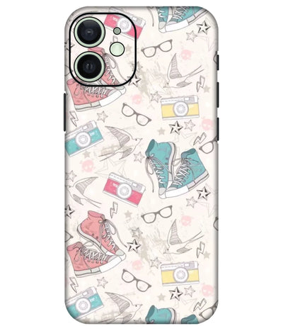 Image of a phone case featuring a mobile skin with a graphic design.