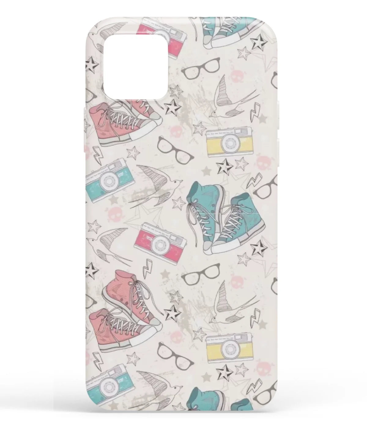 A front-on view of soft silicone phone case with a colorful design.