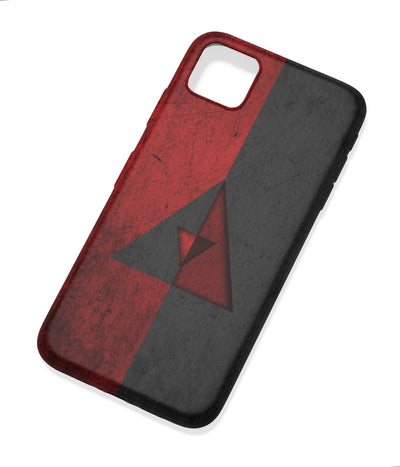An angled view of a soft silicone case featuring a colorful design.