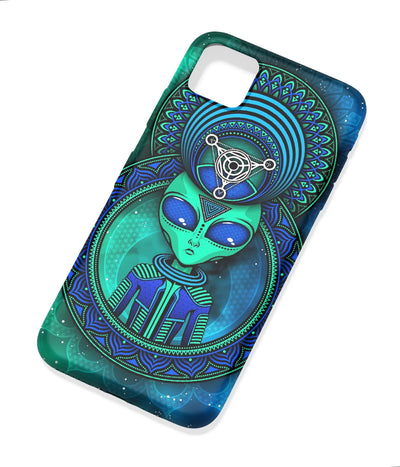 An angled view of a soft silicone case featuring a colorful design.
