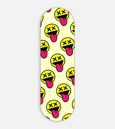 Mobile phone grip slider with a colorful design on a white background