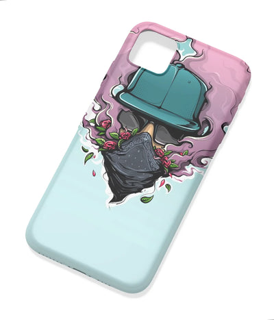 An angled view of a soft silicone case featuring a colorful design.