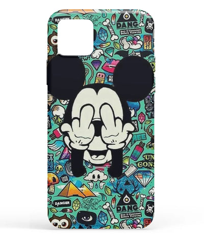 A front-on view of soft silicone phone case with a colorful design.