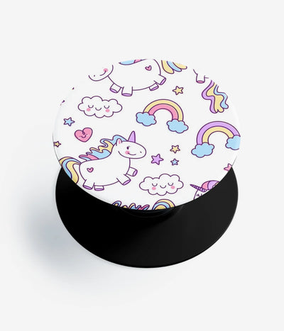 A top-down view of a phone grip holder on a clean white background