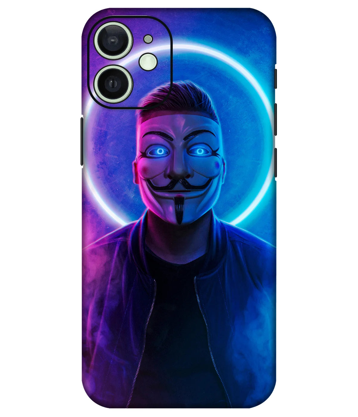 Image of a phone case featuring a mobile skin with a graphic design.