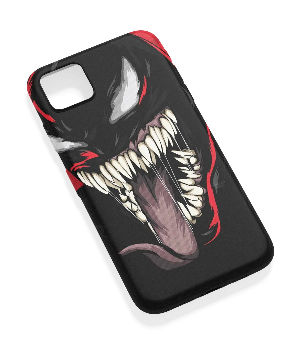 An angled view of a soft silicone case featuring a vibrant design.